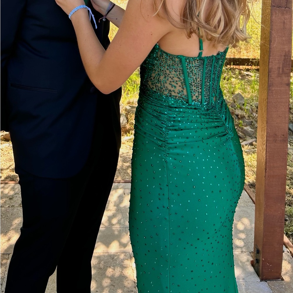 Green sequin Faviana corset dress (size 4) - Picture 2 of 3